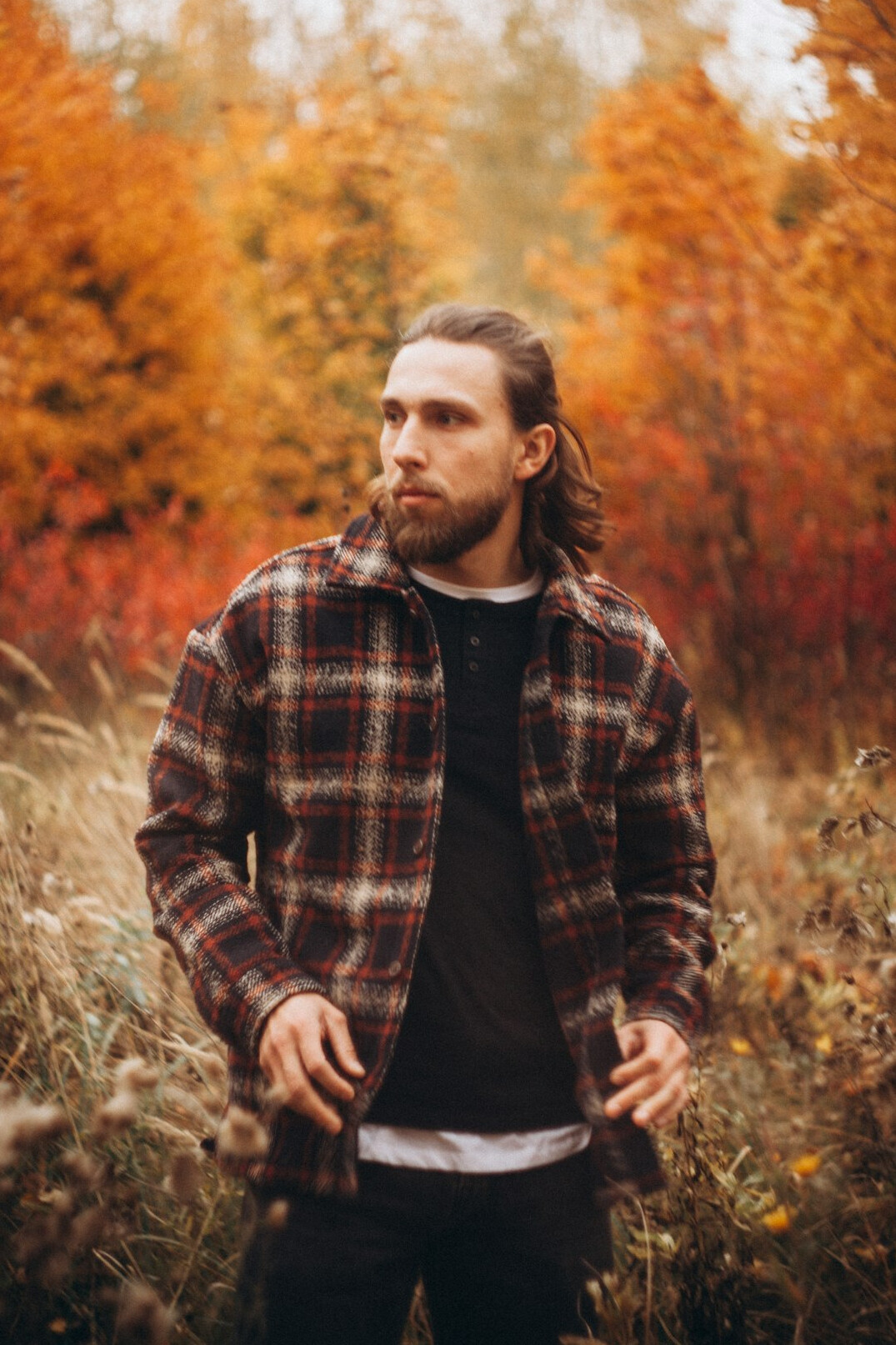 Portrait of a bearded man outdoors