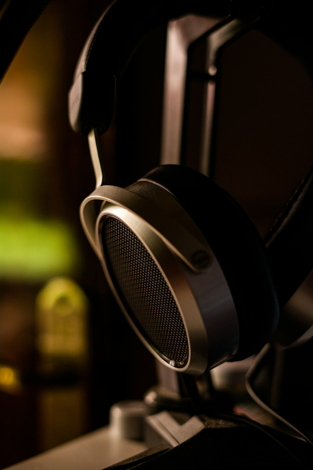 Studio microphone with pop filter and headphones